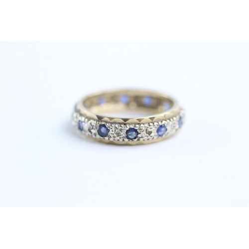 233 - 9ct gold sapphire & diamond eternity ring (3.5g) Size O