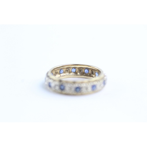 233 - 9ct gold sapphire & diamond eternity ring (3.5g) Size O