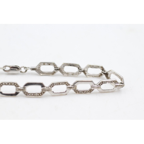 235 - 9ct white gold diamond panel bracelet (5.5g)