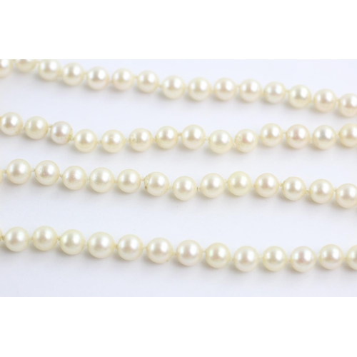 252 - 9ct gold clasped pearl & ruby necklace (53.2g)