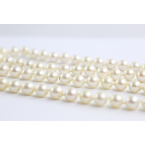 252 - 9ct gold clasped pearl & ruby necklace (53.2g)