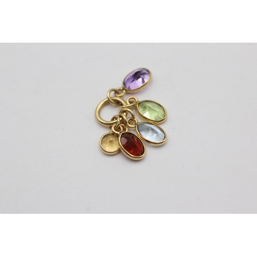 255 - 9ct gold topaz, garnet, amethyst, peridot & citrine pendant charm (1g)