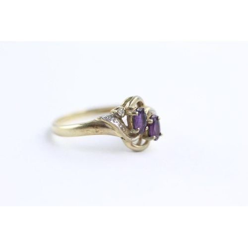 27 - 9ct gold amethyst & diamond ring (2.1g) Size M