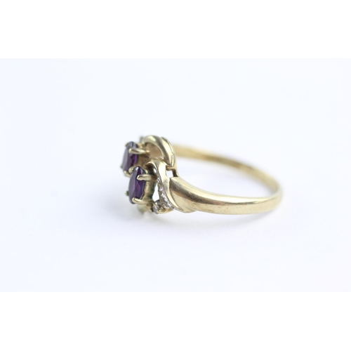 27 - 9ct gold amethyst & diamond ring (2.1g) Size M