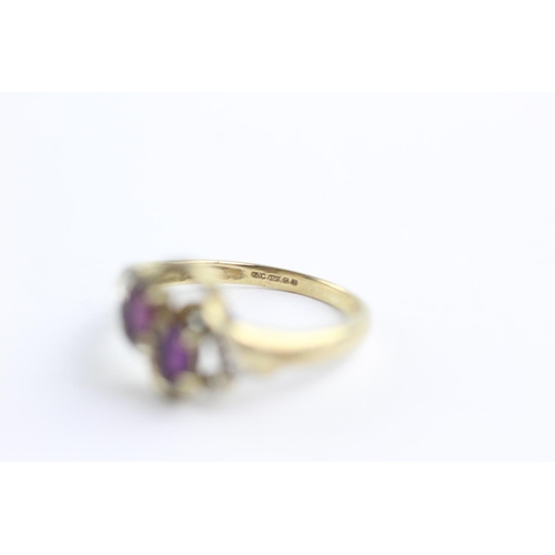 27 - 9ct gold amethyst & diamond ring (2.1g) Size M