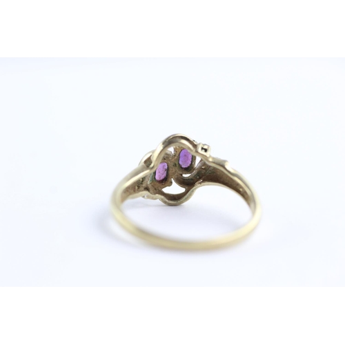 27 - 9ct gold amethyst & diamond ring (2.1g) Size M