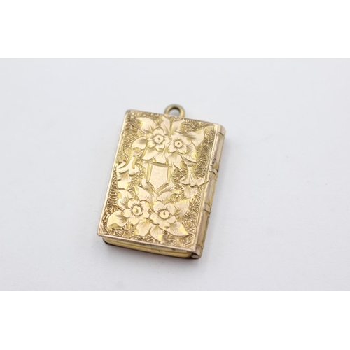 295 - 7ct gold antique book locket pendant (6.1g)