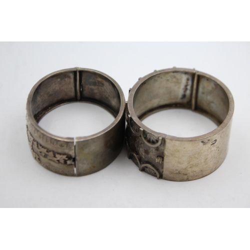 329 - 2 X Sterling Silver Antique Victorian Bangles (67g)