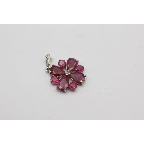 33 - 9ct white gold ruby pendant (1.2g)