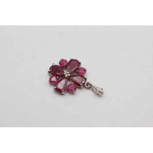 33 - 9ct white gold ruby pendant (1.2g)