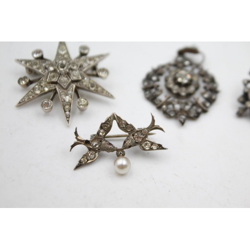 332 - 4 X Antique & Vintage Silver Paste Jewellery (28g)