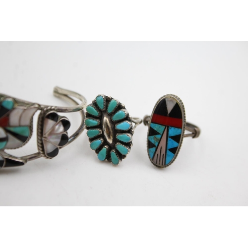 333 - 4 X Vintage Sterling Silver Navajo Jewellery (36g)