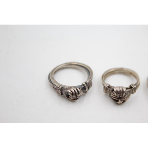 345 - 3 X Vintage Sterling Silver Fede Gimmel Opening Rings (14g)