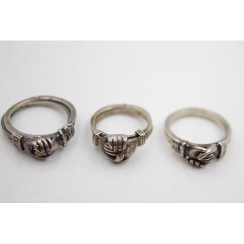 345 - 3 X Vintage Sterling Silver Fede Gimmel Opening Rings (14g)