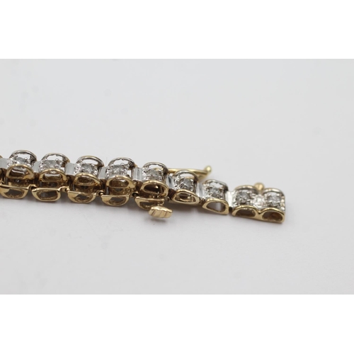 36 - 9ct gold diamond set tennis style bracelet (5.9g)