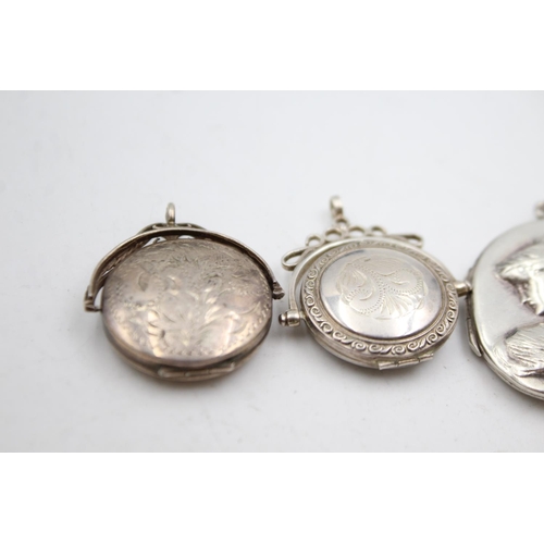 368 - 5 X Antique & Vintage Sterling Silver Locket Pendants (49g)