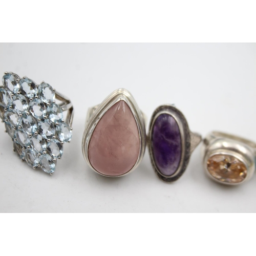 369 - 5 X Sterling Silver Gemstone Dress Rings (57g)