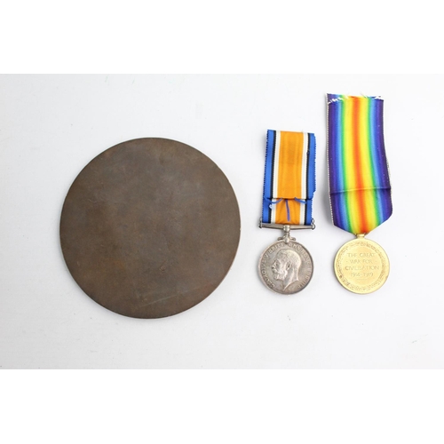 388 - WW1 Death Plaque w/ Medal Pair To Ernest Arthur Knight, Palace Letter, Folder