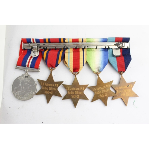 389 - WW2 Mounted Medal Group w/ Boxed M.B.E & Certificate Inc WW2 Stars Named Etc