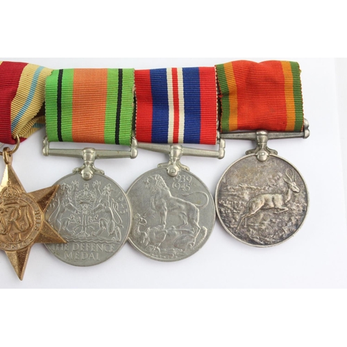 395 - WW2 South African MEDAL Group w/ Ribbon Bar Inc Mounted Group Named