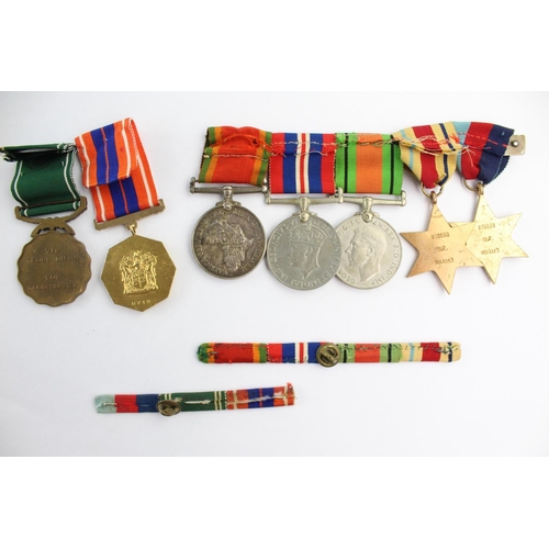 395 - WW2 South African MEDAL Group w/ Ribbon Bar Inc Mounted Group Named