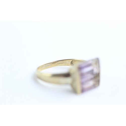 40 - 9ct gold amethyst fronted ring (3g) Size N