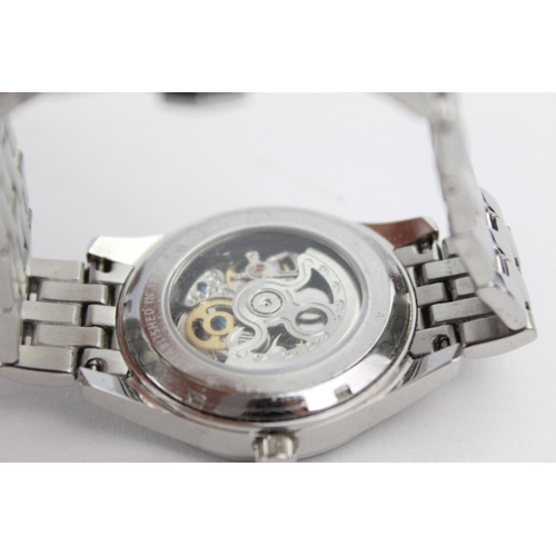 407 - Rotary Skeleton movement gent's mechanical wristwatch automatic Working - box and papers and 3x spar... 