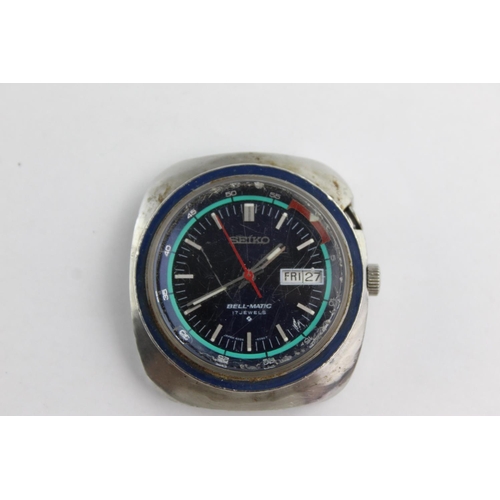 409 - Seiko Bellmatic 4006-6027 gent's vintage alarm wristwatch automatic Working - coloured turquoise and... 