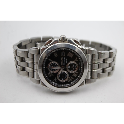 414 - Seiko ref 7762-OEWO gents quality quartz chronograph wristwatch working - N.B.F bracelet required a ... 