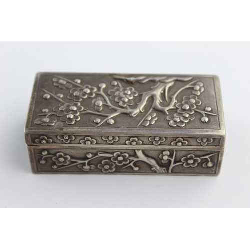 418 - Antique / Vintage Stamped .900 SILVER Chinese Trinket / Jewellery Box (72g)