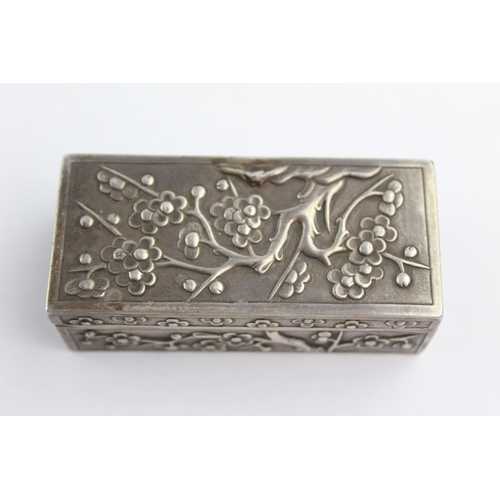 418 - Antique / Vintage Stamped .900 SILVER Chinese Trinket / Jewellery Box (72g)