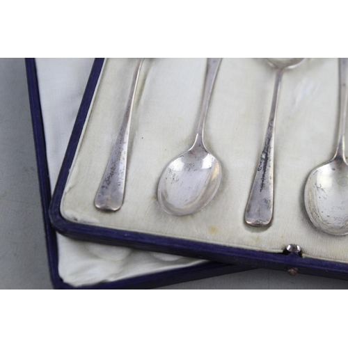 433 - 6 x Antique 1917 London STERLING SILVER Asprey & Co. Teaspoons w/ Case (138g)