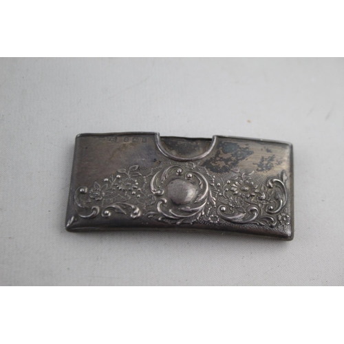 434 - Antique Edwardian 1909 Birmingham STERLING SILVER Curved Calling Card Case (25g)