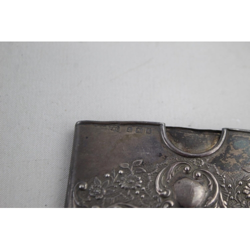 434 - Antique Edwardian 1909 Birmingham STERLING SILVER Curved Calling Card Case (25g)