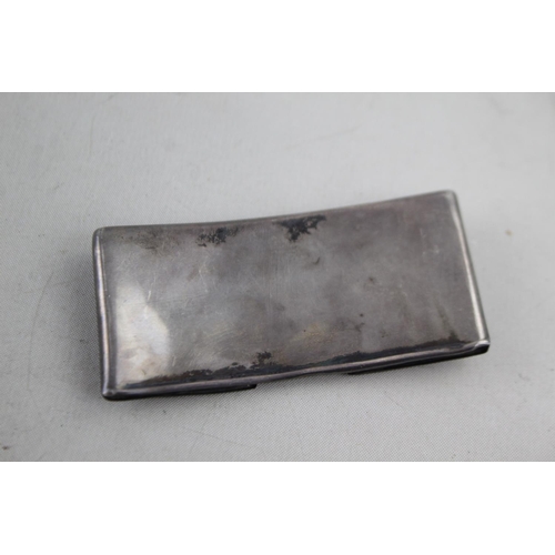 434 - Antique Edwardian 1909 Birmingham STERLING SILVER Curved Calling Card Case (25g)