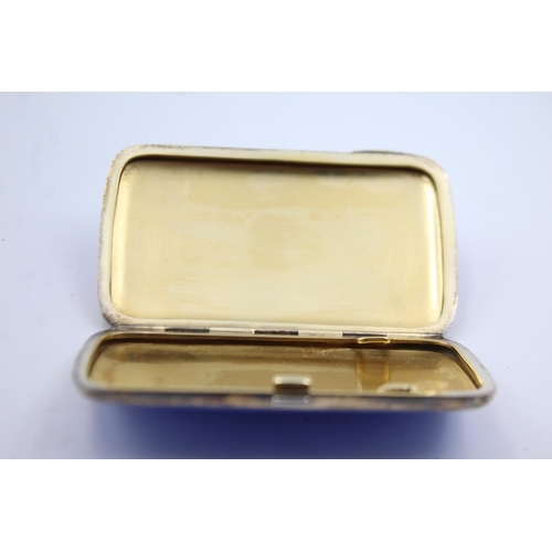 436 - Antique / Vintage .925 STERLING SILVER Blue Guilloche Enamel Cigarette Case 95g