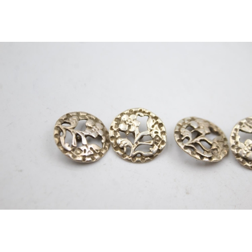 439 - 5 x Antique Victorian Hallmarked 1899 London STERLING SILVER Ladies Buttons (9g)