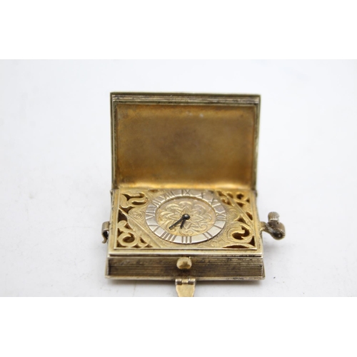 453 - Vintage Hallmarked .925 STERLING SILVER Novelty Clock Vinaigrette Design (54g)