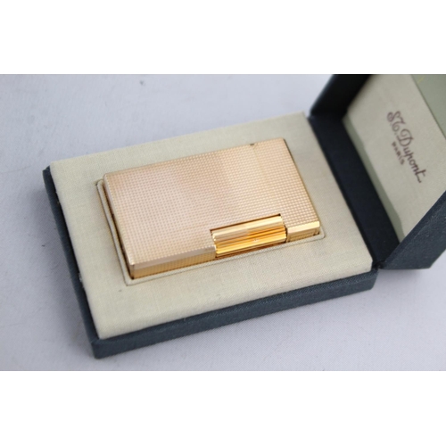 465 - Vintage S.T DUPONT Ligne 2 Gold Plated Cigarette LIGHTER Boxed - NG2G17 (109g)