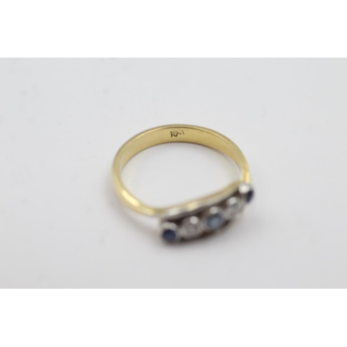 47 - 18ct gold diamond and sapphire five stone ring (3.6g) Size P