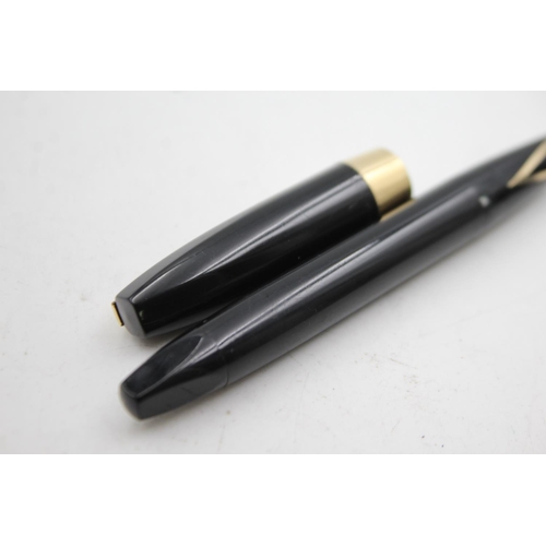 472 - Vintage SHEAFFER PFM Pen For Men Black FOUNTAIN PEN w/ 14ct Gold Nib WRITING