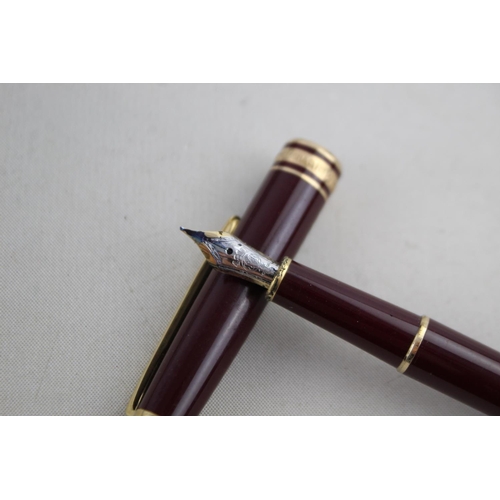 475 - MONTBLANC Meisterstuck Burgundy FOUNTAIN PEN w/ 14ct White Gold Nib WRITING