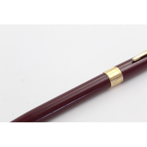 477 - Vintage SHEAFFER Snorkel Burgundy FOUNTAIN PEN w/ 14ct Gold Nib WRITING