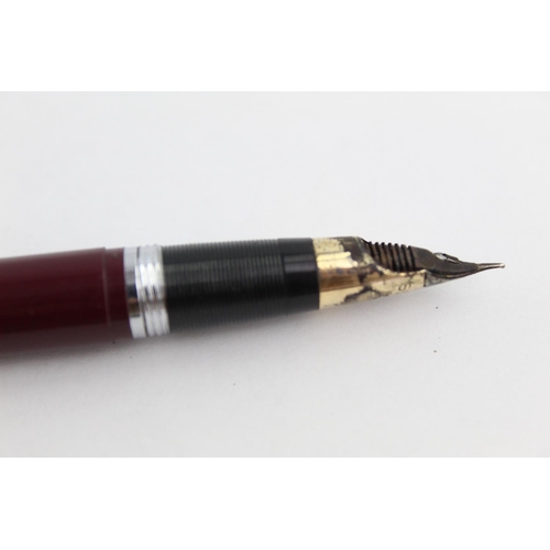 477 - Vintage SHEAFFER Snorkel Burgundy FOUNTAIN PEN w/ 14ct Gold Nib WRITING