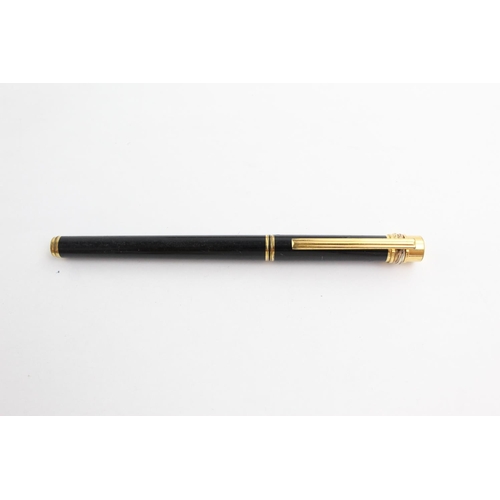 478 - MUST DE CARTIER Black Lacquer FOUNTAIN PEN w/ 18ct Gold Nib WRITING Boxed