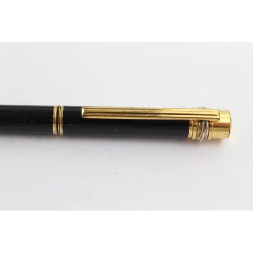 478 - MUST DE CARTIER Black Lacquer FOUNTAIN PEN w/ 18ct Gold Nib WRITING Boxed