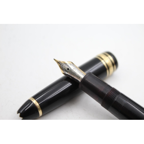 482 - MONTBLANC Meisterstuck No.146 Black FOUNTAIN PEN w/ 14ct White Gold Nib WRITING