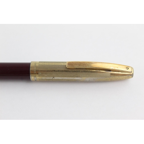 487 - Vintage SHEAFFER Imperial Burgundy FOUNTAIN PEN w/ 14ct Nib, Rolled Gold Cap Etc