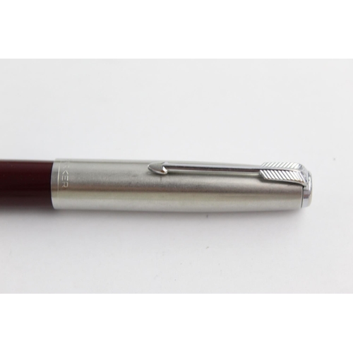 499 - Vintage PARKER 51 Burgundy FOUNTAIN PEN w/ Brushed Steel Cap WRITING Boxed