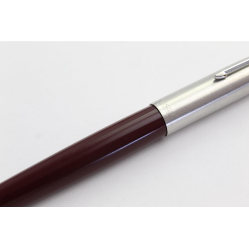 499 - Vintage PARKER 51 Burgundy FOUNTAIN PEN w/ Brushed Steel Cap WRITING Boxed